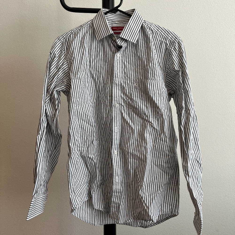 Long Sleeve Men's Striped Shirt Slim Fit